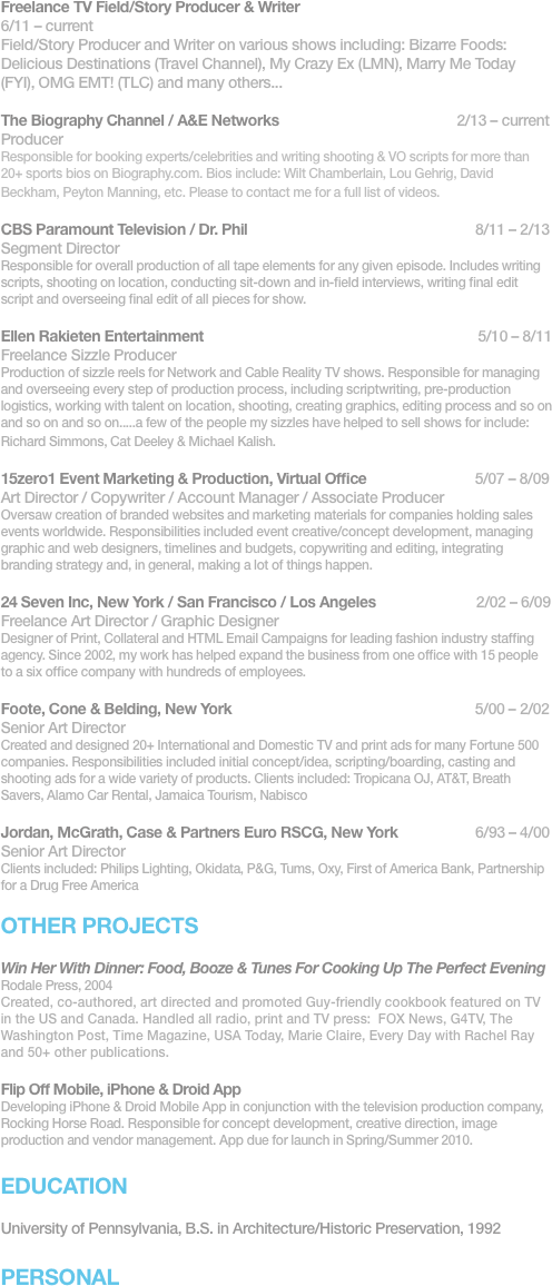 Freelance TV Field/Story Producer &